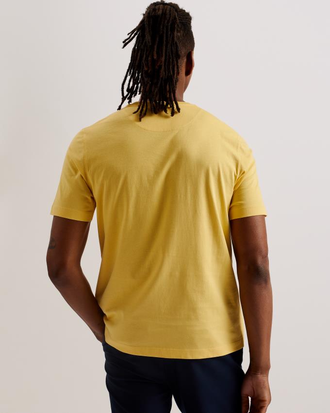 T-Shirt Ted Baker Short Sleeve Regular Fit Plain Jaune Homme | ZGO-66762962